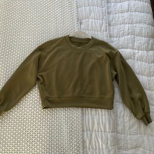 Lululemon Softstreme Perfectly Oversized Cropped Crewneck in Bronze Green